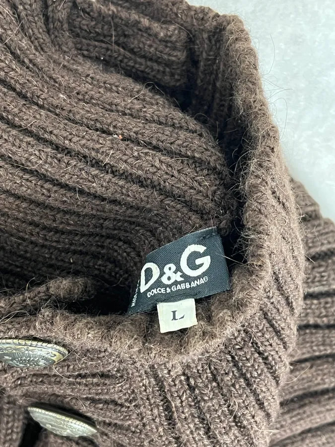 AW2006 Dolce & Gabbana Brown Wool Buttoned Military Naval Wool Sweater ilimHID 8