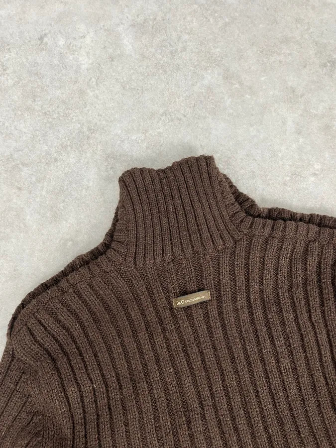 AW2006 Dolce & Gabbana Brown Wool Buttoned Military Naval Wool Sweater ilimHID 5