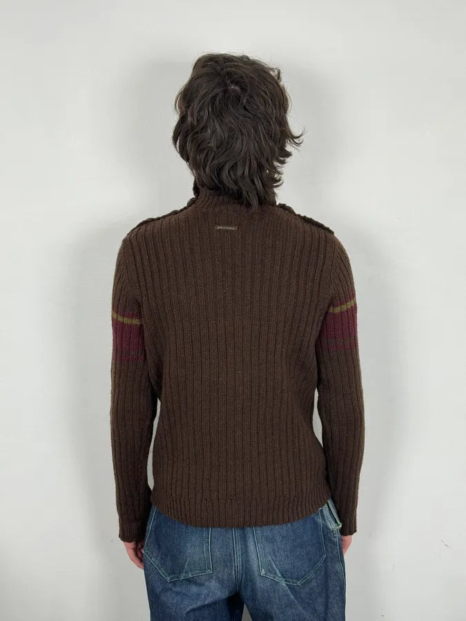 AW2006 Dolce & Gabbana Brown Wool Buttoned Military Naval Wool Sweater ilimHID 2