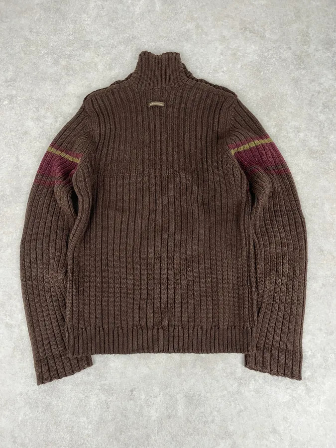AW2006 Dolce & Gabbana Brown Wool Buttoned Military Naval Wool Sweater ilimHID 6