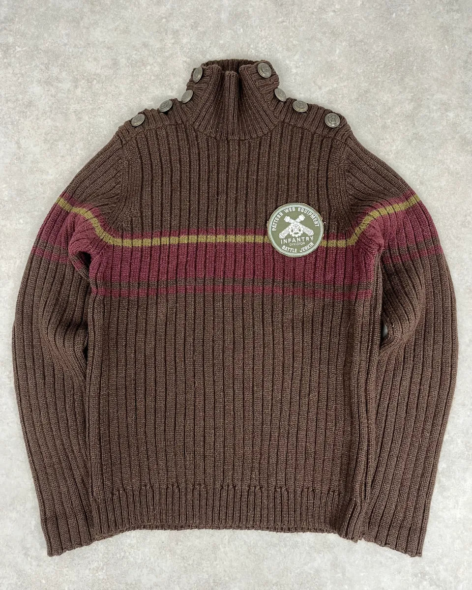 AW2006 Dolce & Gabbana Brown Wool Buttoned Military Naval Wool Sweater ilimHID 0