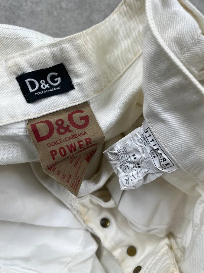 AW2006 Dolce & Gabbana Creamy White Sand Denim Jeans WQLNeXZ 11