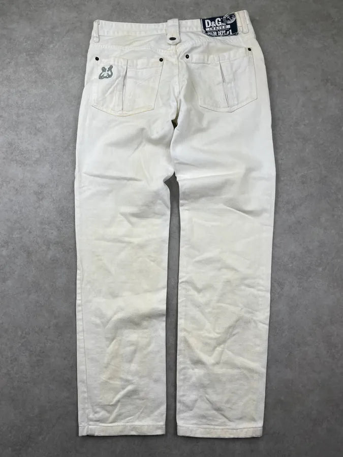 AW2006 Dolce & Gabbana Creamy White Sand Denim Jeans WQLNeXZ 4