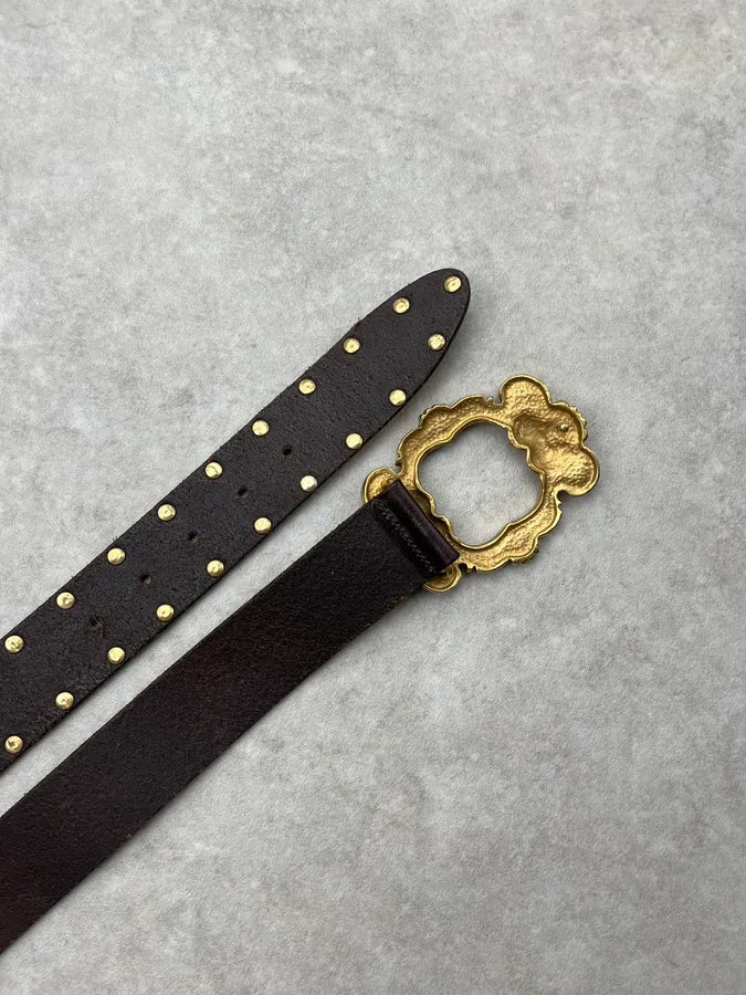 AW2006 Dolce & Gabbana Dark Brown Leather Baroque Angel Belt jGLfUbP 5
