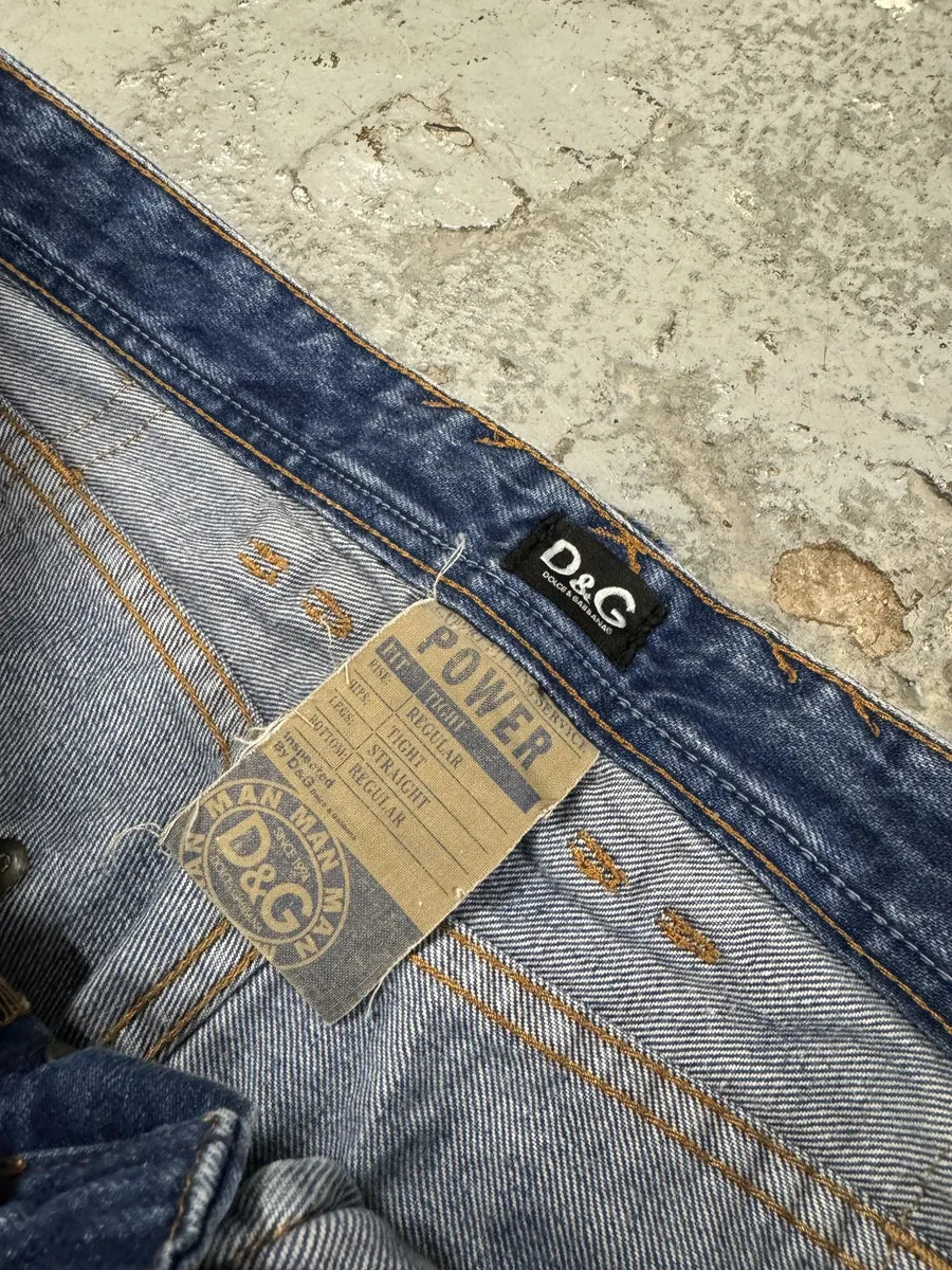 AW2006 Dolce & Gabbana Dirty Blue Painted Blue Denim Jeans tRGbEqR 8