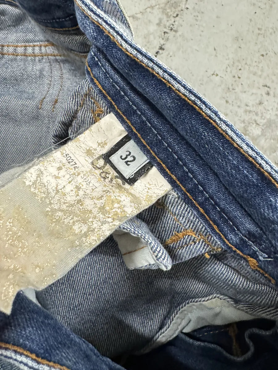 AW2006 Dolce & Gabbana Dirty Blue Painted Blue Denim Jeans tRGbEqR 9