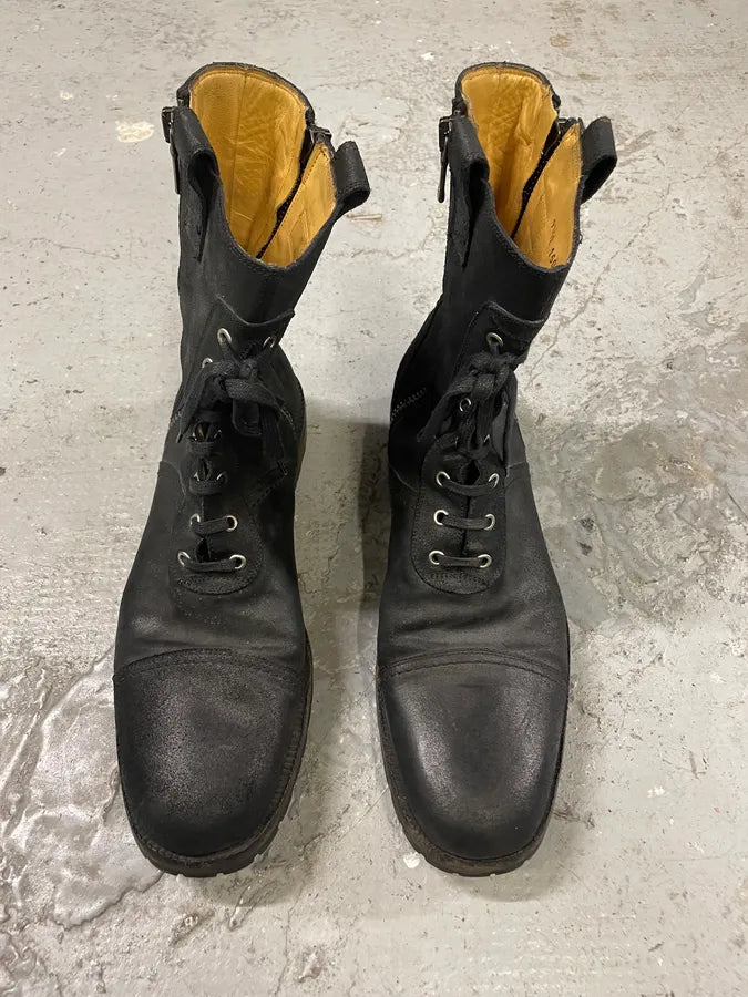 AW2006 Dolce & Gabbana Double Zip Black Combat Boots swKpYbP 1