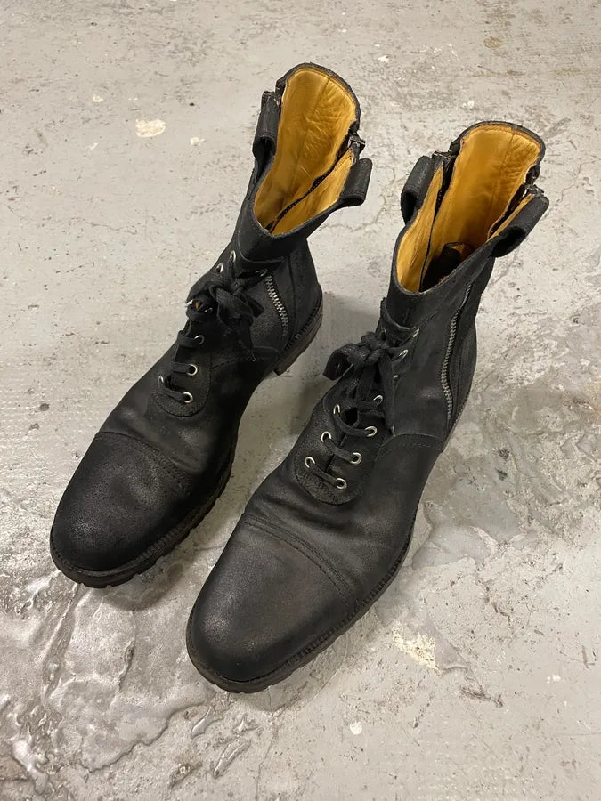 AW2006 Dolce & Gabbana Double Zip Black Combat Boots swKpYbP 2