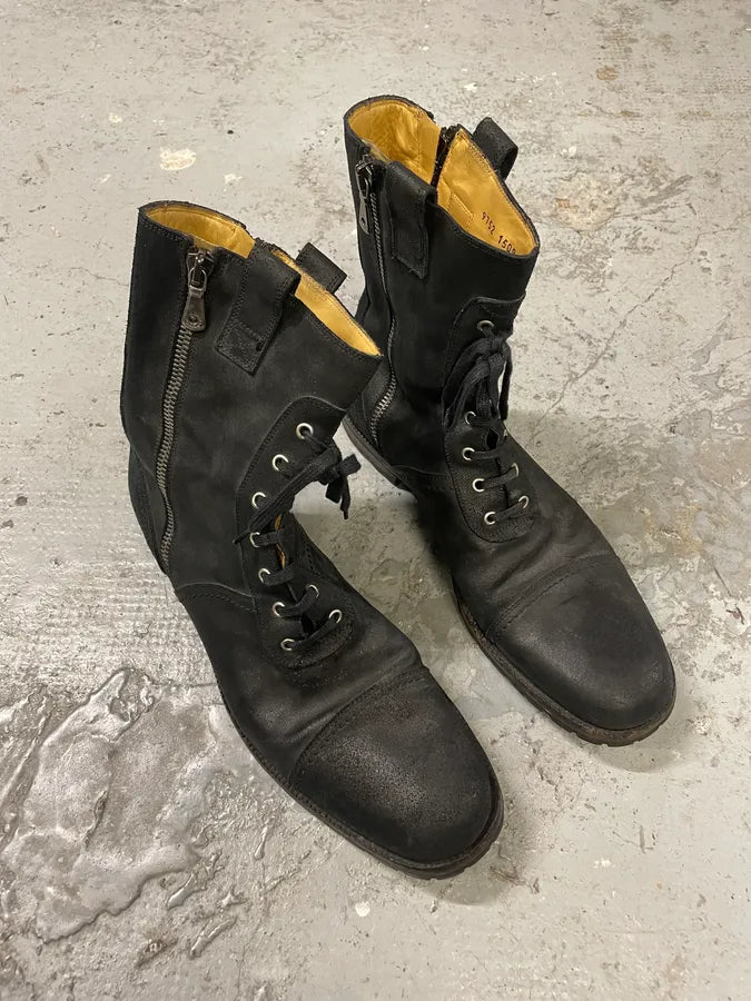 AW2006 Dolce & Gabbana Double Zip Black Combat Boots swKpYbP 3