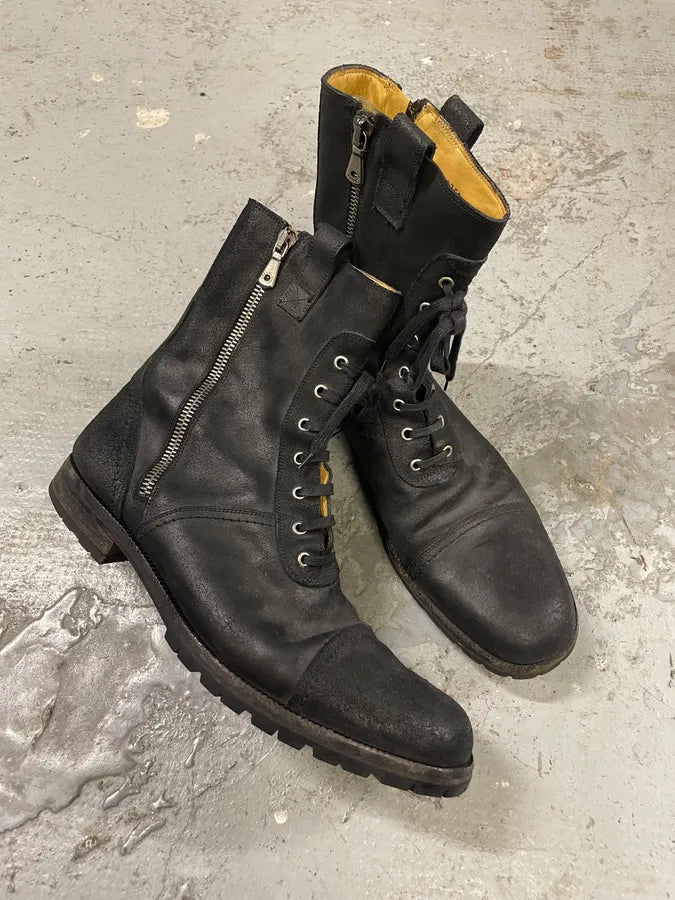 AW2006 Dolce & Gabbana Double Zip Black Combat Boots swKpYbP 4