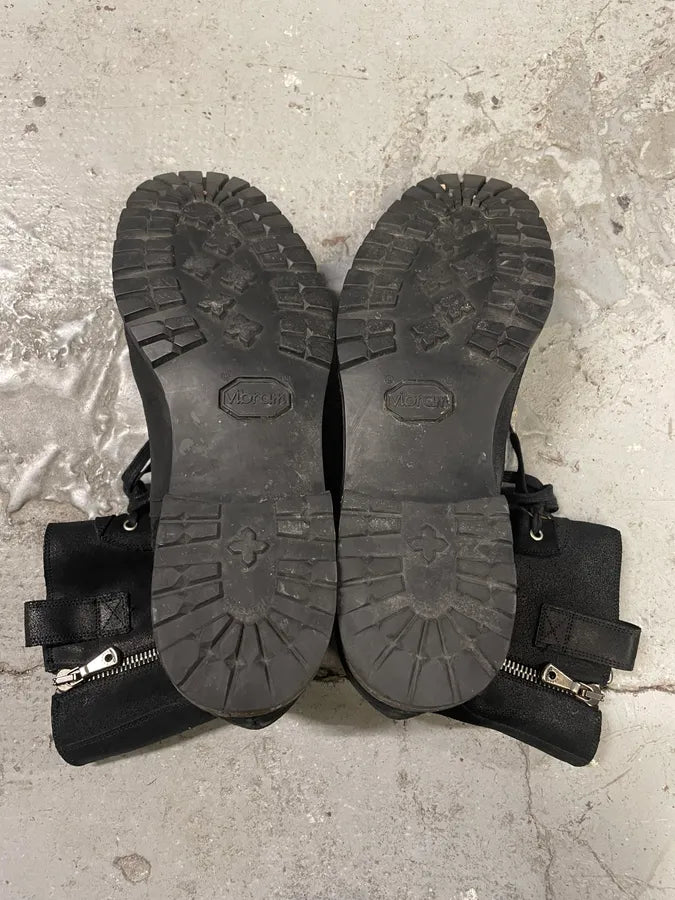 AW2006 Dolce & Gabbana Double Zip Black Combat Boots swKpYbP 7