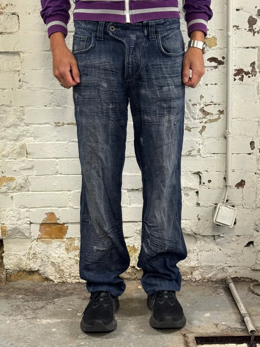 AW2006 Dolce & Gabbana Faded Navy Denim Jeans bOcDxUz 1