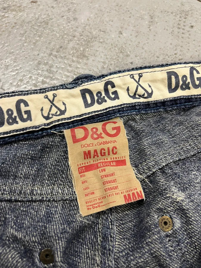 AW2006 Dolce & Gabbana Faded Navy Denim Jeans bOcDxUz 10