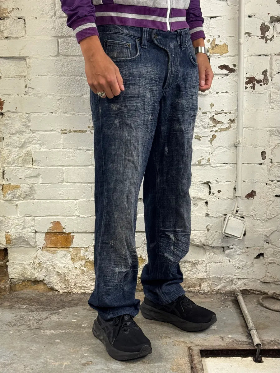AW2006 Dolce & Gabbana Faded Navy Denim Jeans bOcDxUz 2