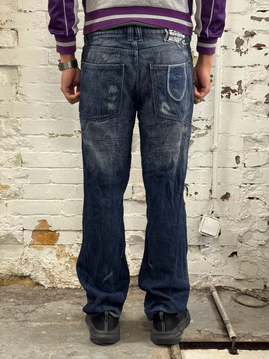 AW2006 Dolce & Gabbana Faded Navy Denim Jeans bOcDxUz 3