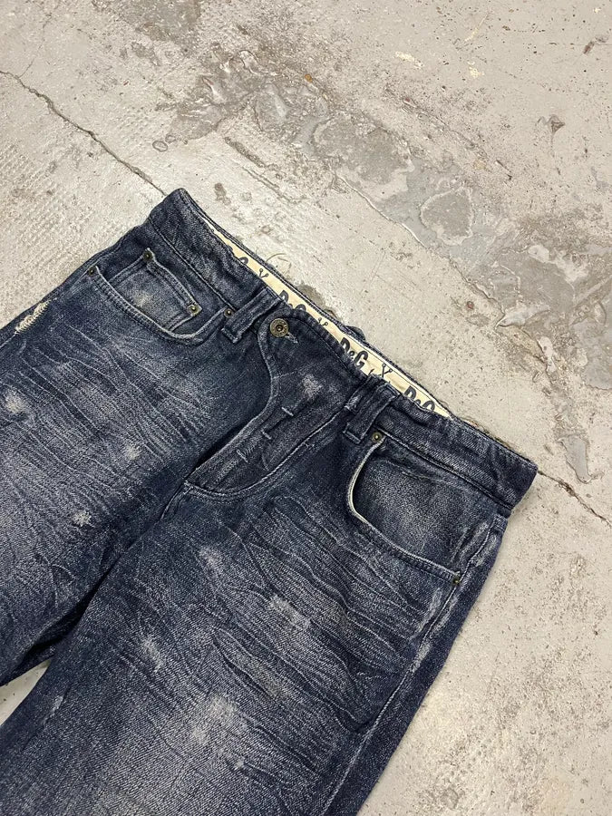 AW2006 Dolce & Gabbana Faded Navy Denim Jeans bOcDxUz 5