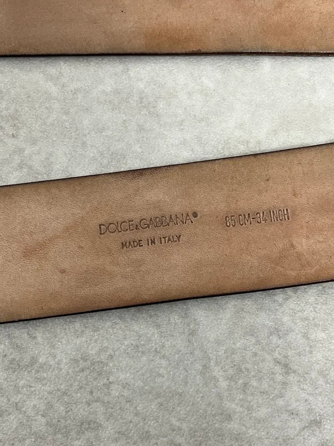 AW2006 Dolce & Gabbana Golden Angels Molding Buckle Brown Leather Belt JZUDwSc 6