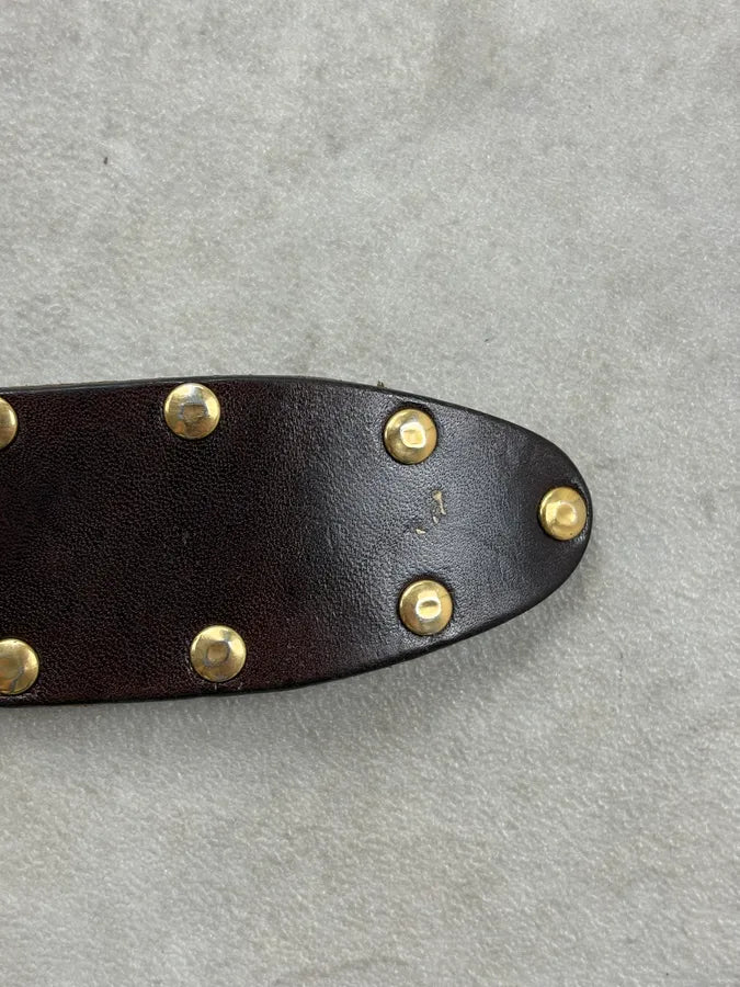 AW2006 Dolce & Gabbana Golden Angels Molding Buckle Brown Leather Belt nFVfPIZ 7