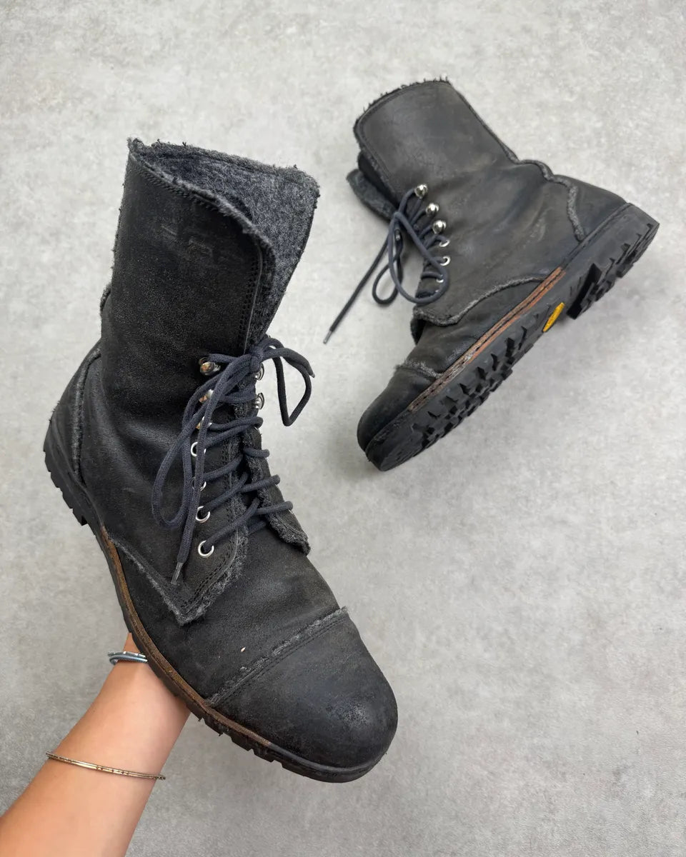 AW2006 Dolce & Gabbana Grey Suede Wool-Lined Vibram Boots WVSezWz 0