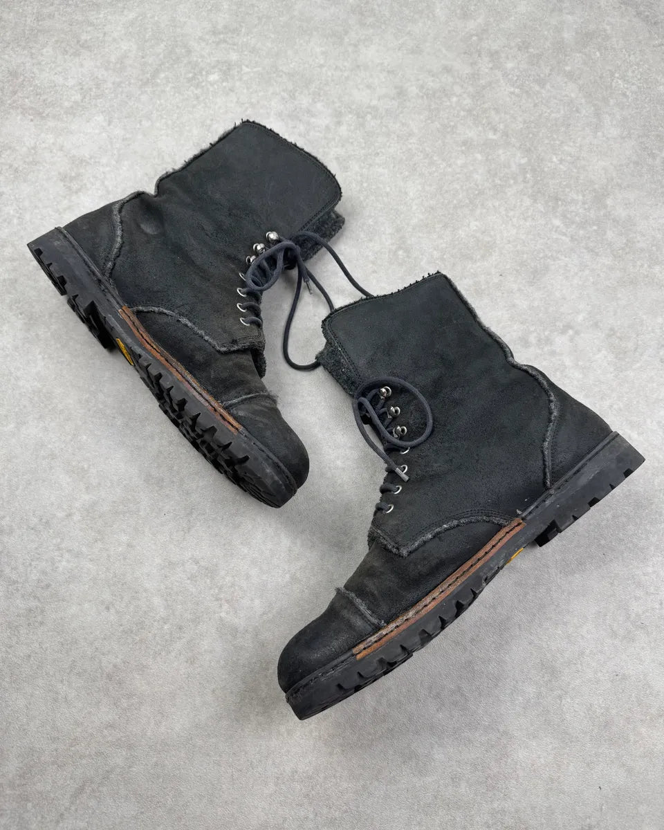 AW2006 Dolce & Gabbana Grey Suede Wool-Lined Vibram Boots WVSezWz 2