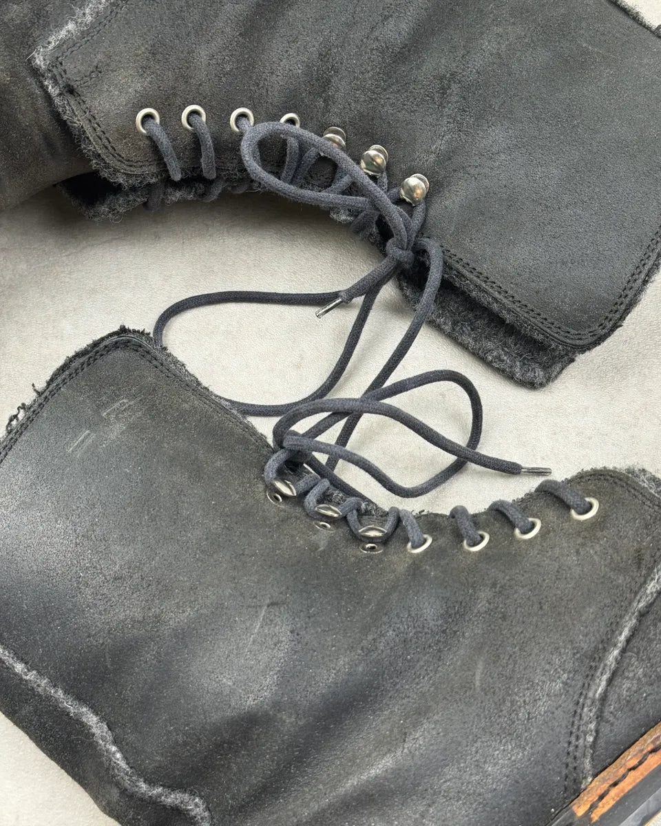 AW2006 Dolce & Gabbana Grey Suede Wool-Lined Vibram Boots WVSezWz 4