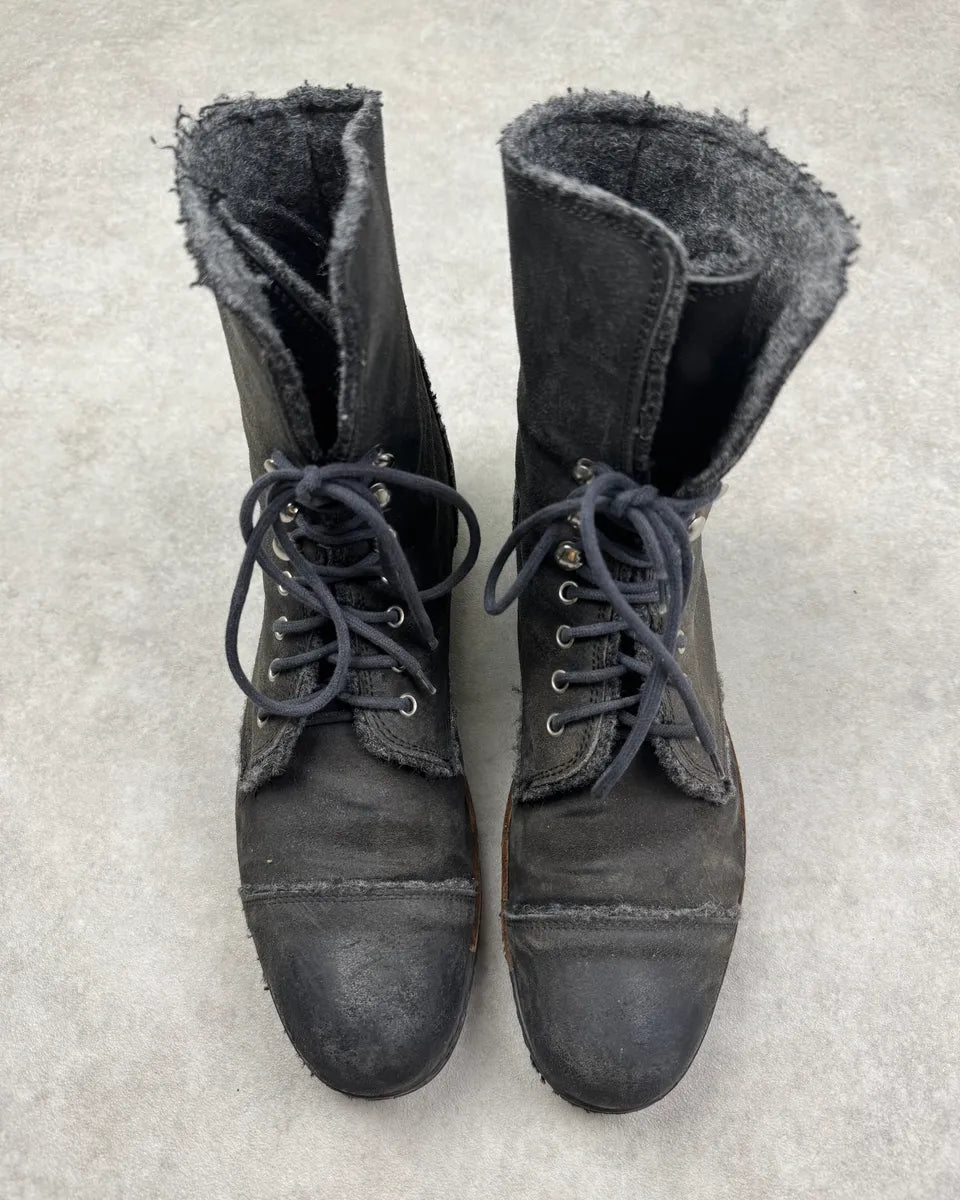 AW2006 Dolce & Gabbana Grey Suede Wool-Lined Vibram Boots WVSezWz 5