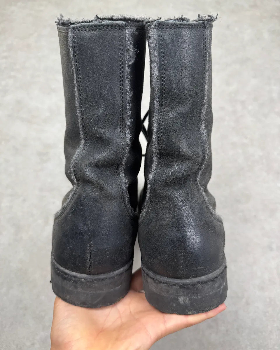 AW2006 Dolce & Gabbana Grey Suede Wool-Lined Vibram Boots WVSezWz 6