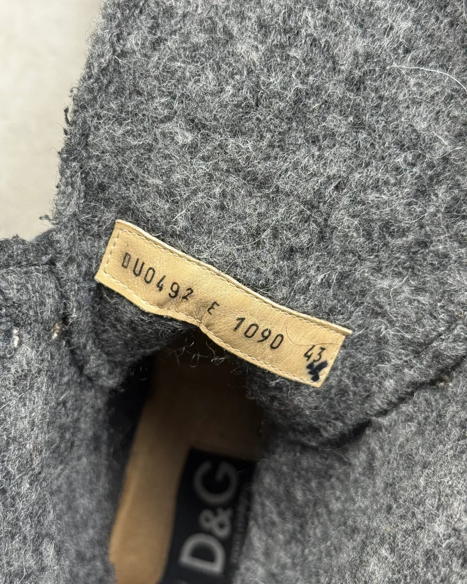 AW2006 Dolce & Gabbana Grey Suede Wool-Lined Vibram Boots WVSezWz 9