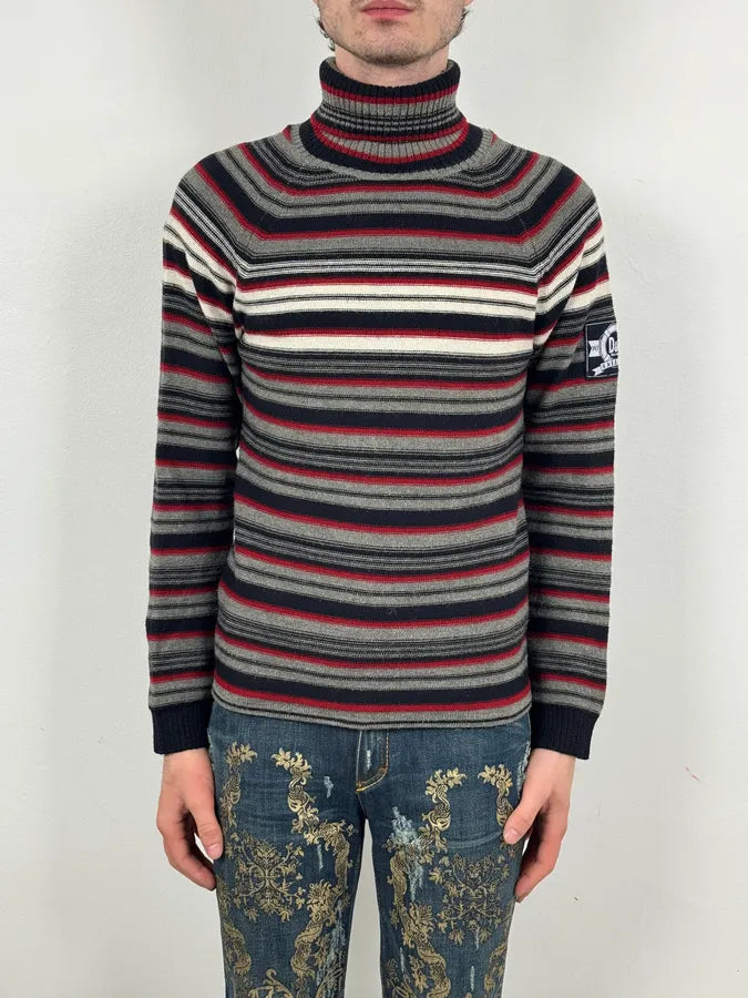 AW2006 Dolce & Gabbana Multi-Color Striped Wool Turtleneck Sweater nihFKJn 2