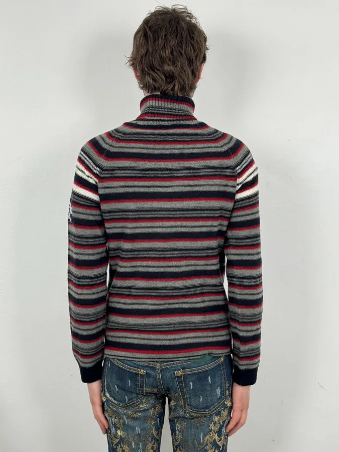 AW2006 Dolce & Gabbana Multi-Color Striped Wool Turtleneck Sweater nihFKJn 3