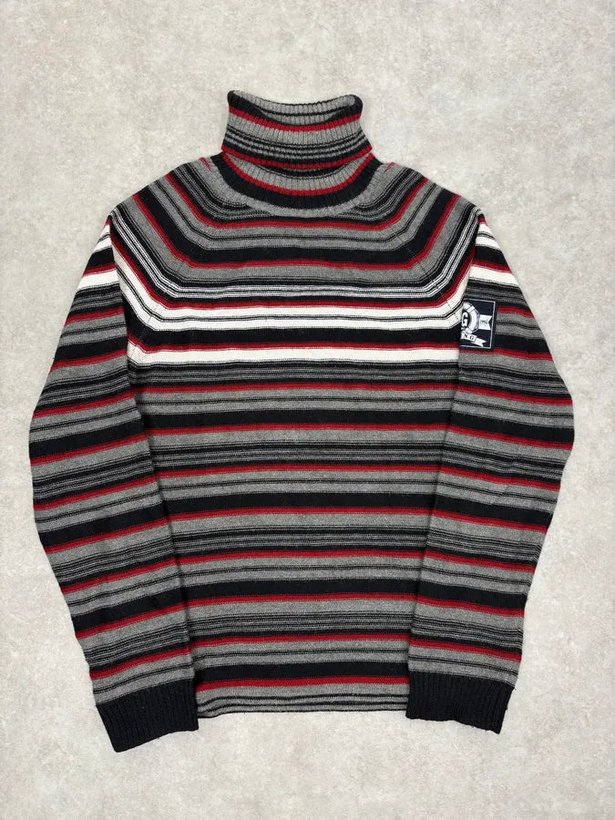 AW2006 Dolce & Gabbana Multi-Color Striped Wool Turtleneck Sweater nihFKJn 0