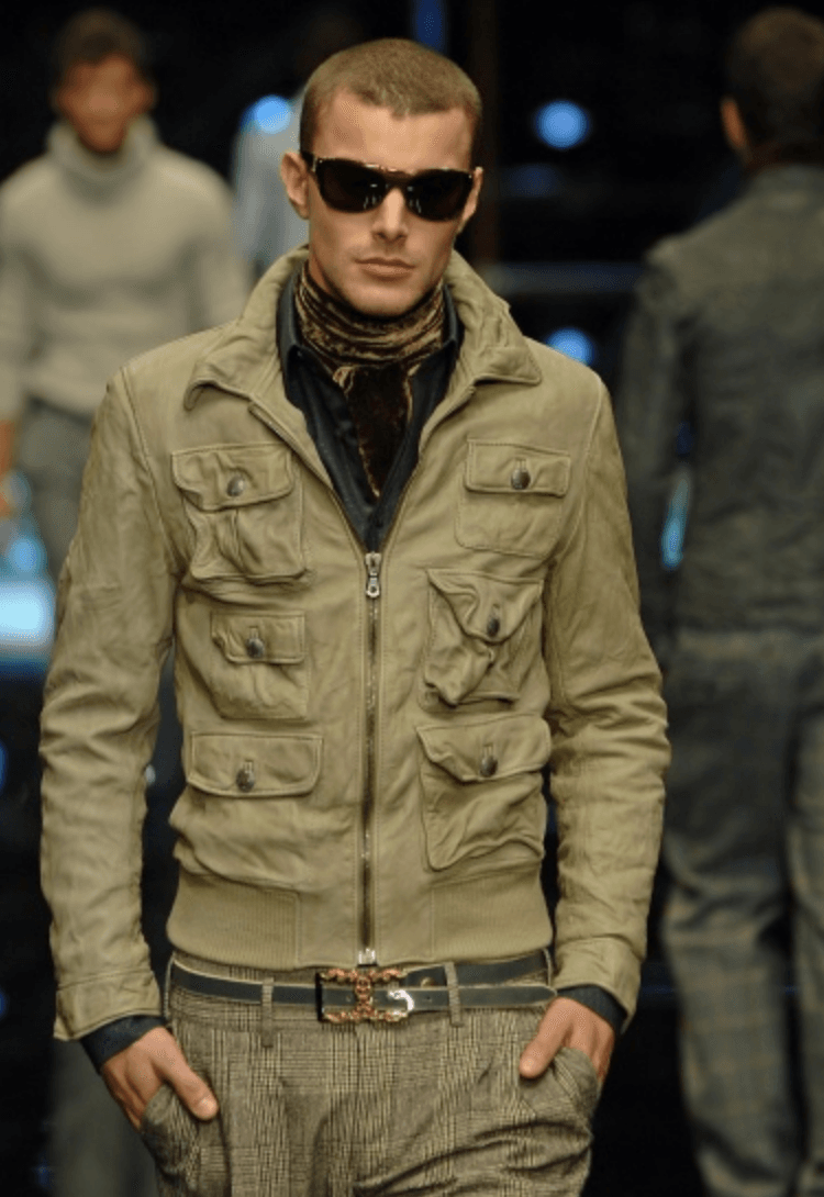 AW2006 Dolce & Gabbana Multi Pockets Cargo Grey Leather Jacket HybmNlW 1