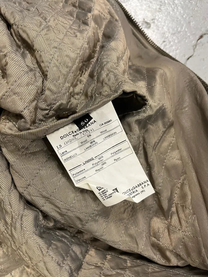 AW2006 Dolce & Gabbana Multi Pockets Cargo Grey Leather Jacket HybmNlW 10