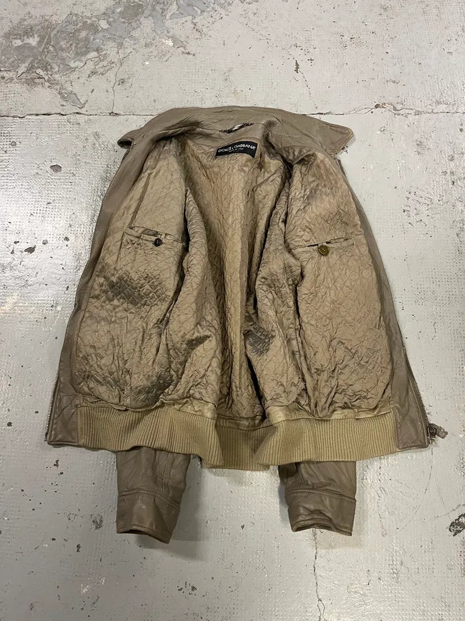 AW2006 Dolce & Gabbana Multi Pockets Cargo Grey Leather Jacket HybmNlW 8