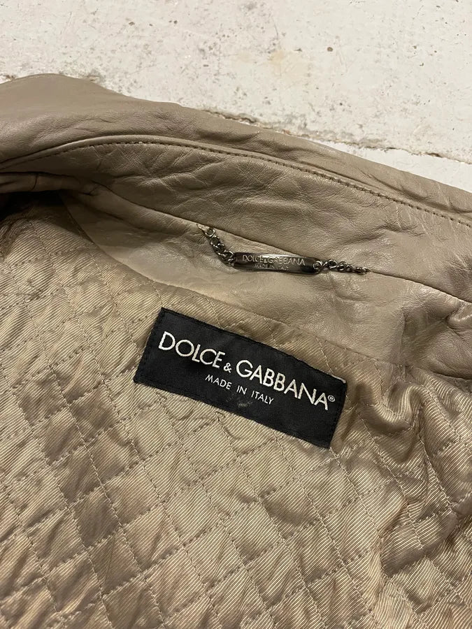 AW2006 Dolce & Gabbana Multi Pockets Cargo Grey Leather Jacket HybmNlW 9