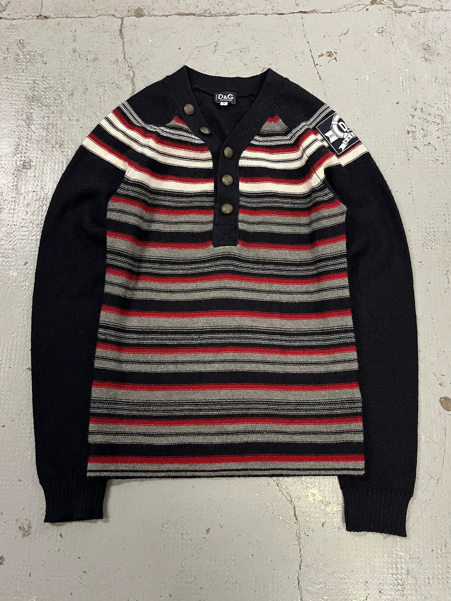 AW2006 Dolce & Gabbana Nautical Striped Navy Wool Sweater fqqUEUQ 0
