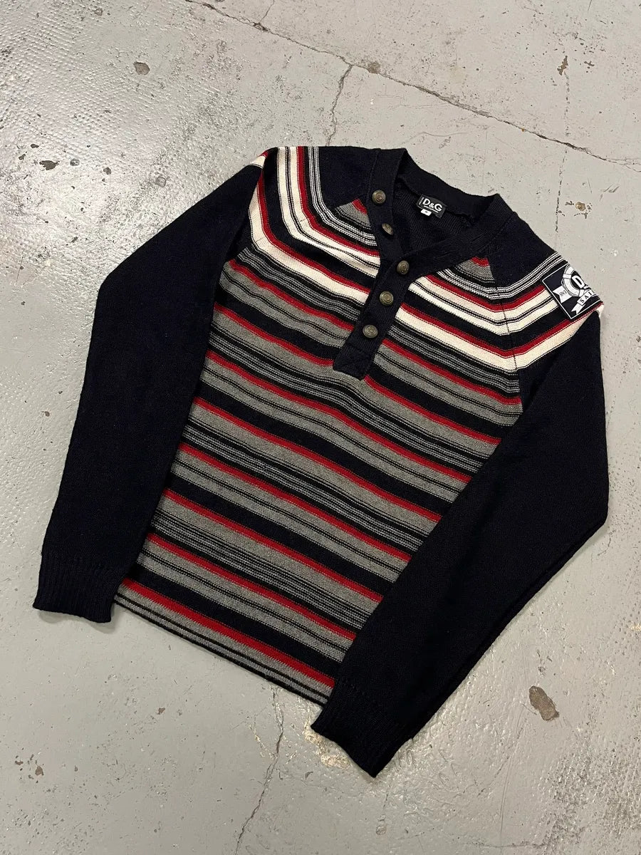 AW2006 Dolce & Gabbana Nautical Striped Navy Wool Sweater fqqUEUQ 3