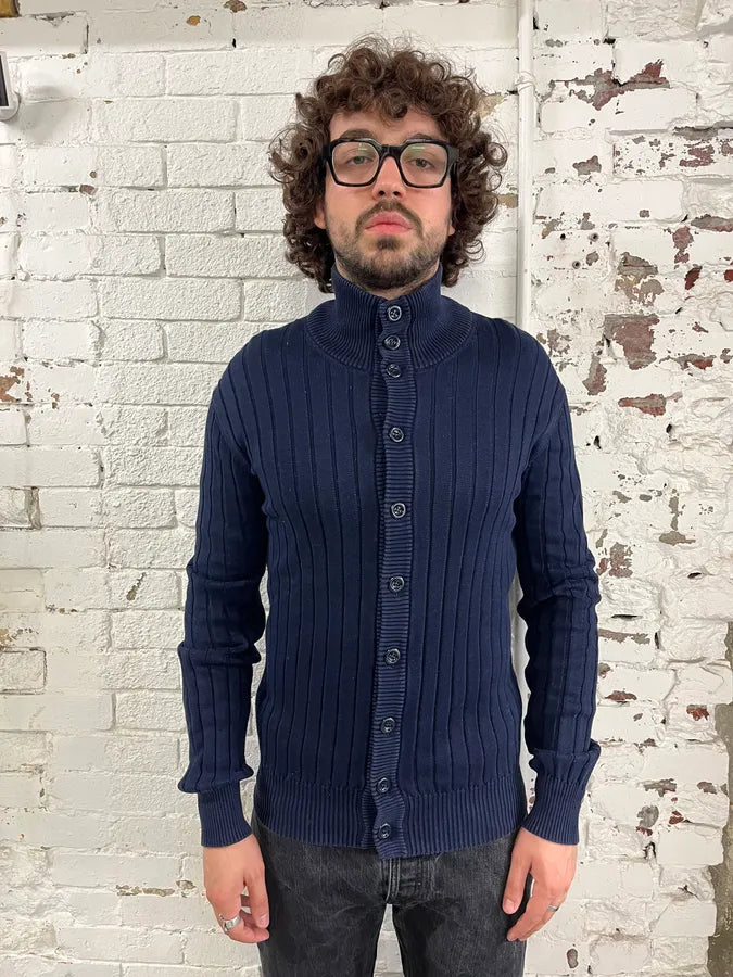 AW2006 Dolce & Gabbana Navy Buttoned Wool Sweater gwRBnsG 1