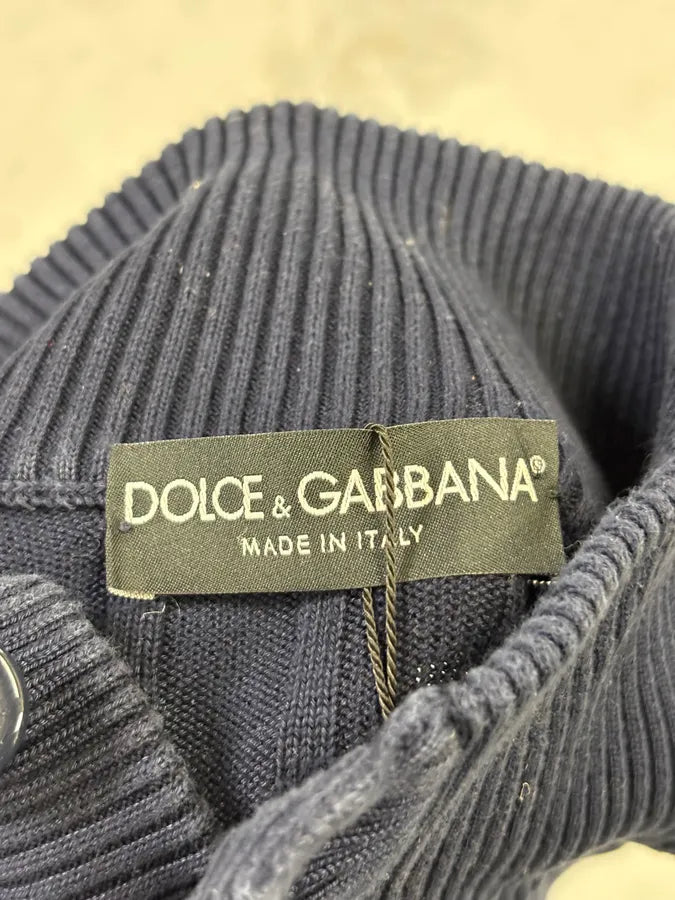 AW2006 Dolce & Gabbana Navy Buttoned Wool Sweater gwRBnsG 8