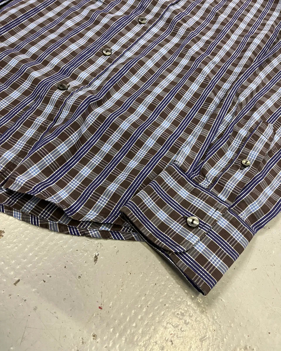 AW2006 Dolce & Gabbana Navy Checkered Plaid Shirt czxMrVz 5