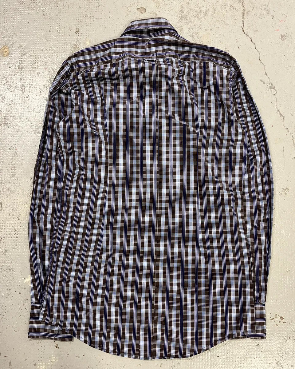 AW2006 Dolce & Gabbana Navy Checkered Plaid Shirt czxMrVz 6