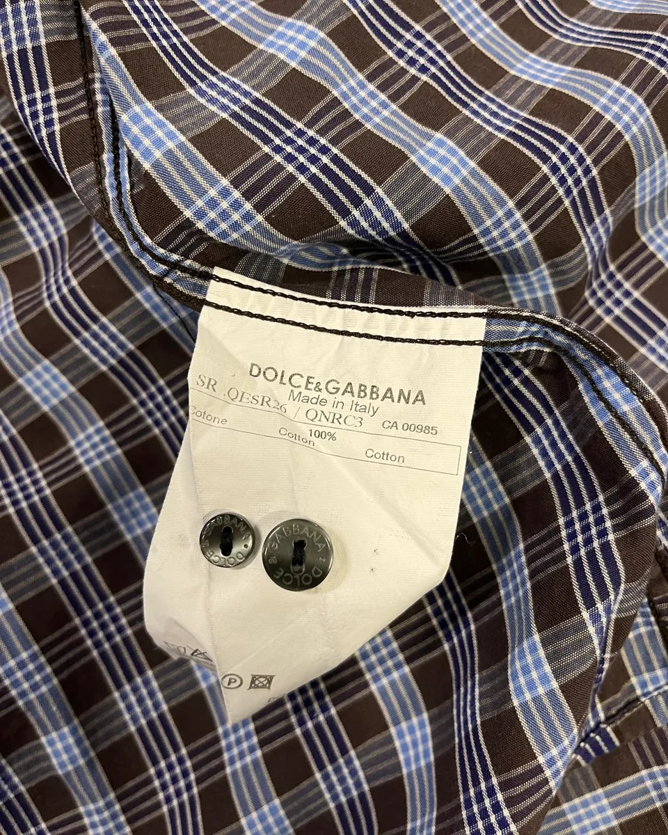 AW2006 Dolce & Gabbana Navy Checkered Plaid Shirt czxMrVz 9
