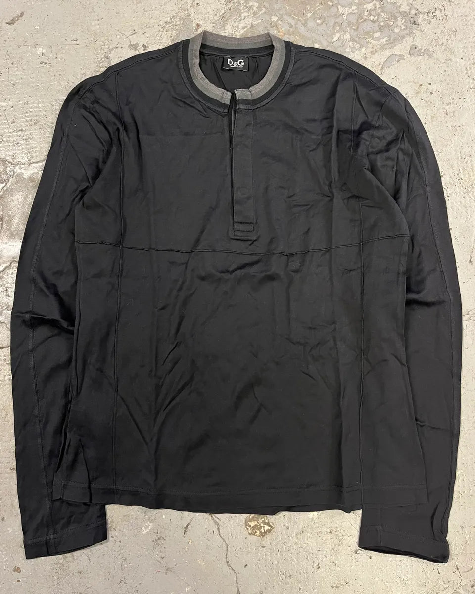 AW2006 Dolce & Gabbana Navy Henley Longsleeves WYyozNs 0