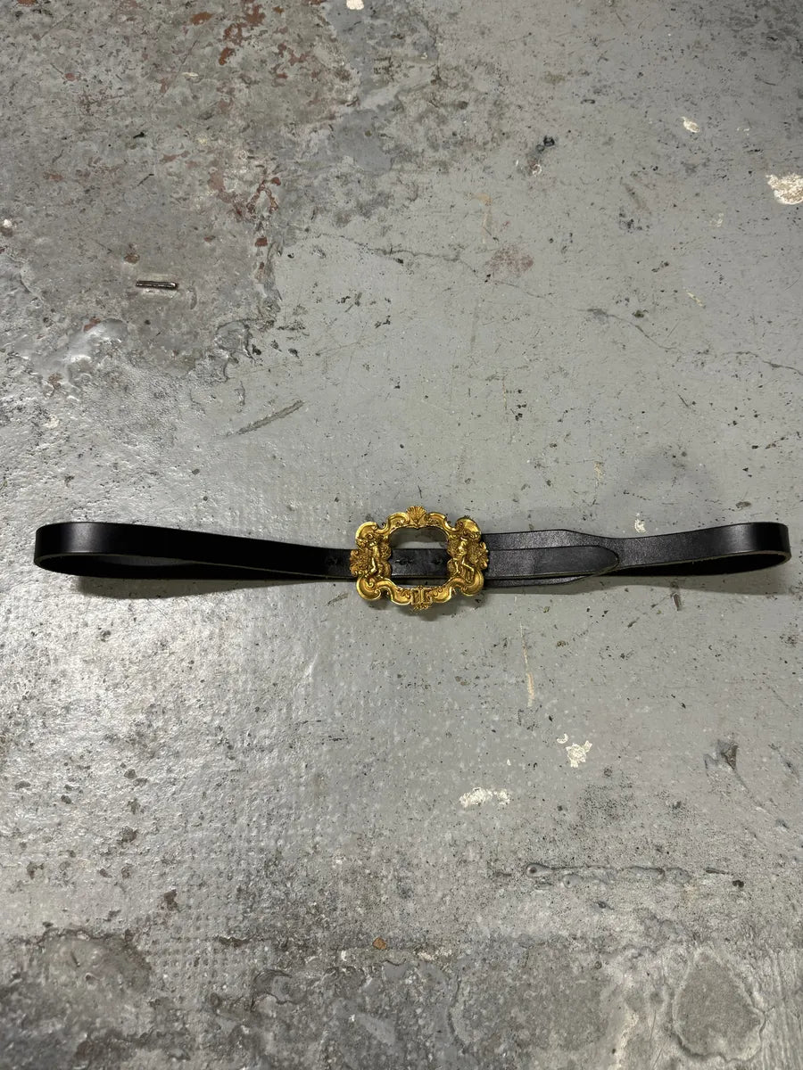 AW2006 Dolce & Gabbana Royal Buckle Black Leather Belt mtXjdbc 0