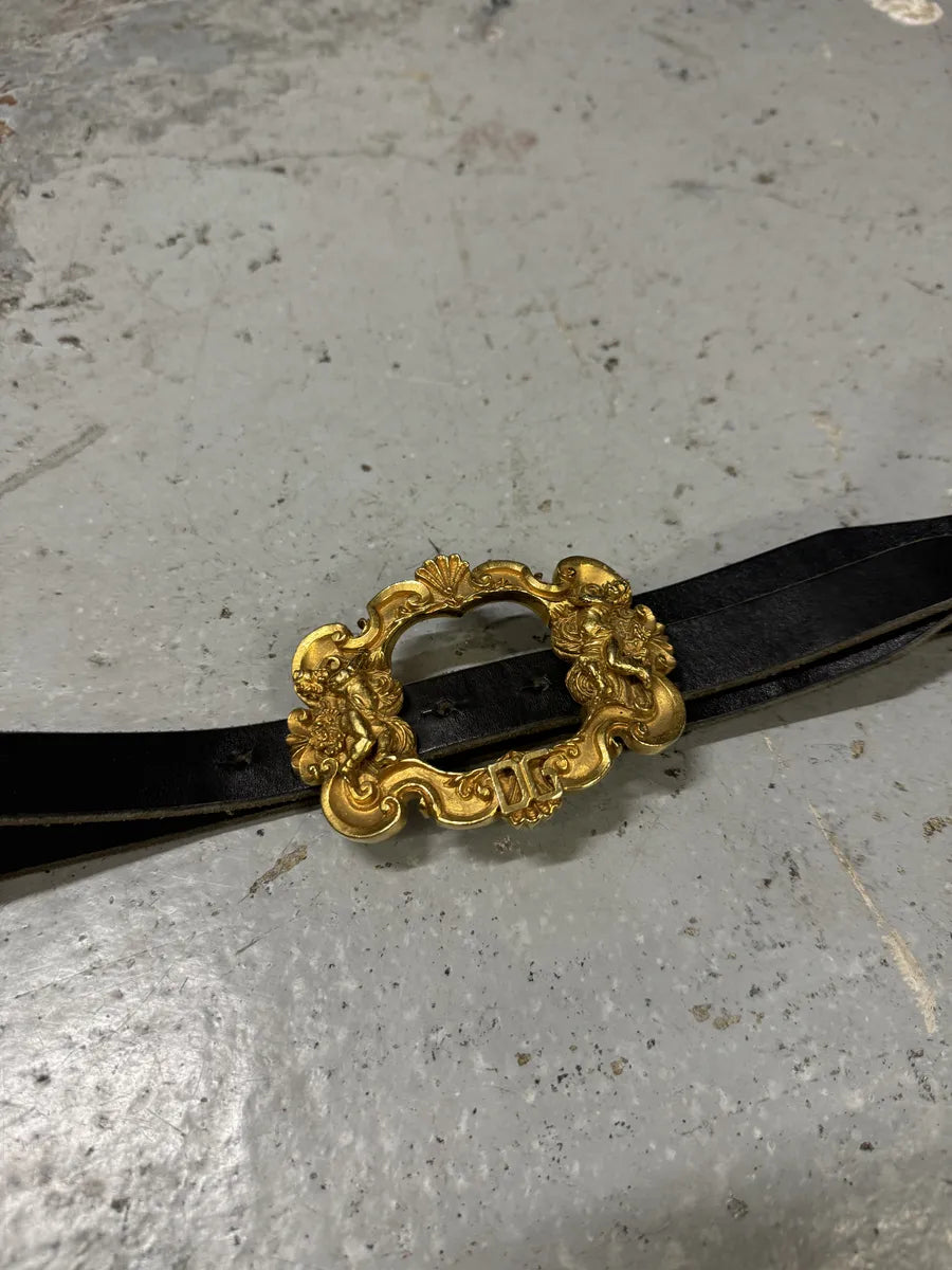 AW2006 Dolce & Gabbana Royal Buckle Black Leather Belt mtXjdbc 4