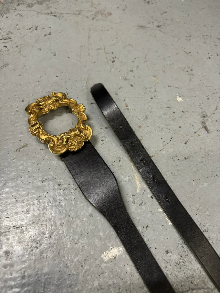 AW2006 Dolce & Gabbana Royal Buckle Black Leather Belt mtXjdbc 5