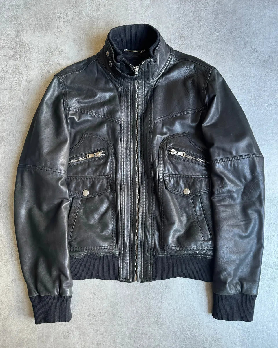 AW2006 Dolce & Gabbana Symmetrical Biker Leather Jacket pcsDfJH 0