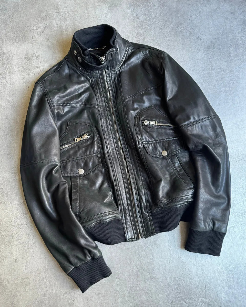 AW2006 Dolce & Gabbana Symmetrical Biker Leather Jacket pcsDfJH 1