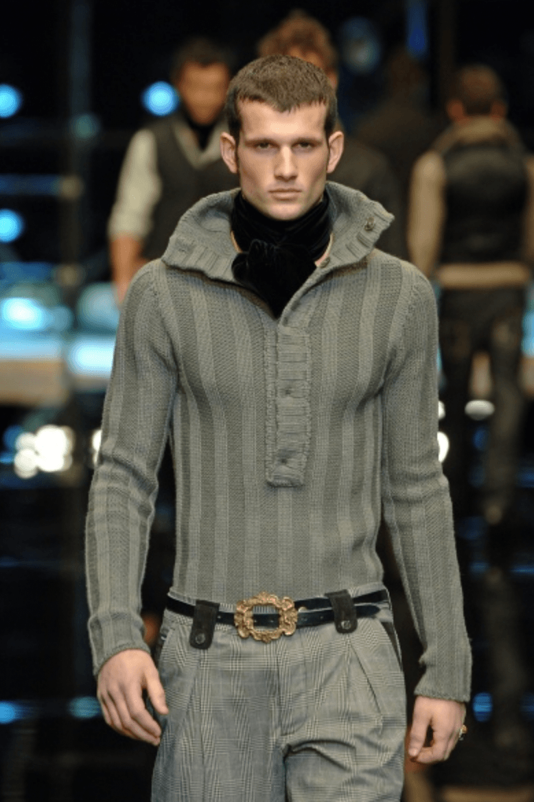 AW2006 Dolce & Gabbana Wool & Alpaca Grey Buttoned Polo Sweater zDxSdDc 1