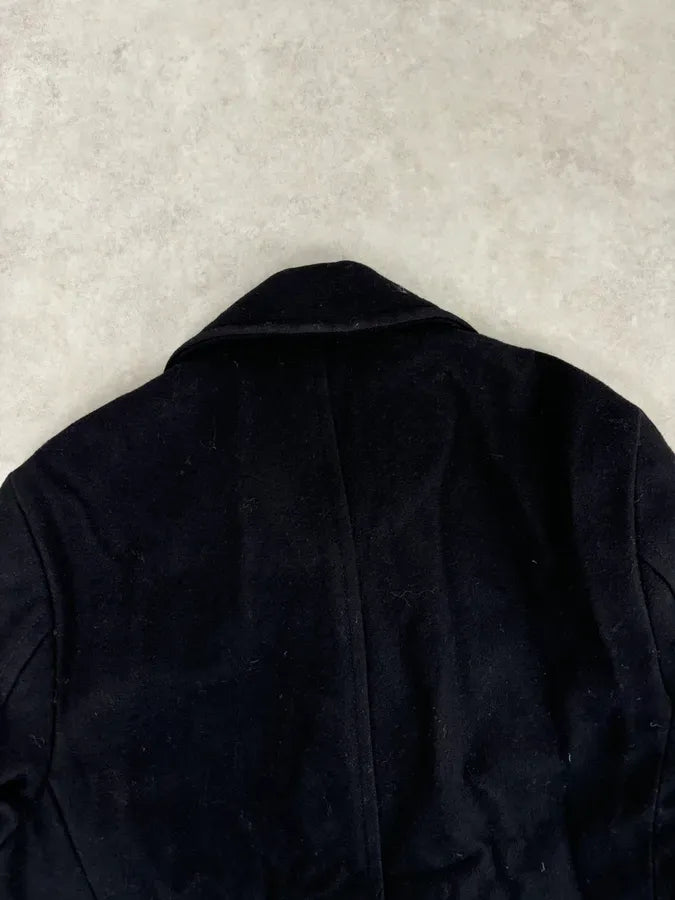AW2006 Dolce & Gabbana Black Double-Breasted Buttoned Officer Wool Coat kghAzhb 5
